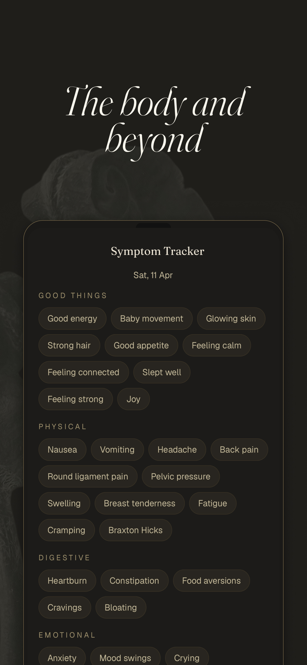 Symptom tracker — The body and beyond
