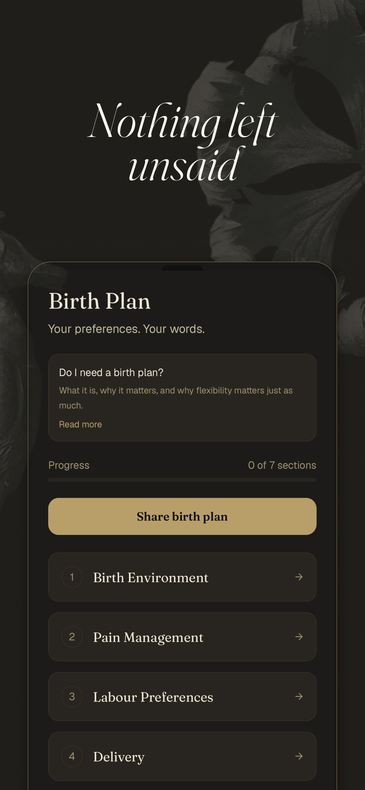 Birth plan — Nothing left unsaid